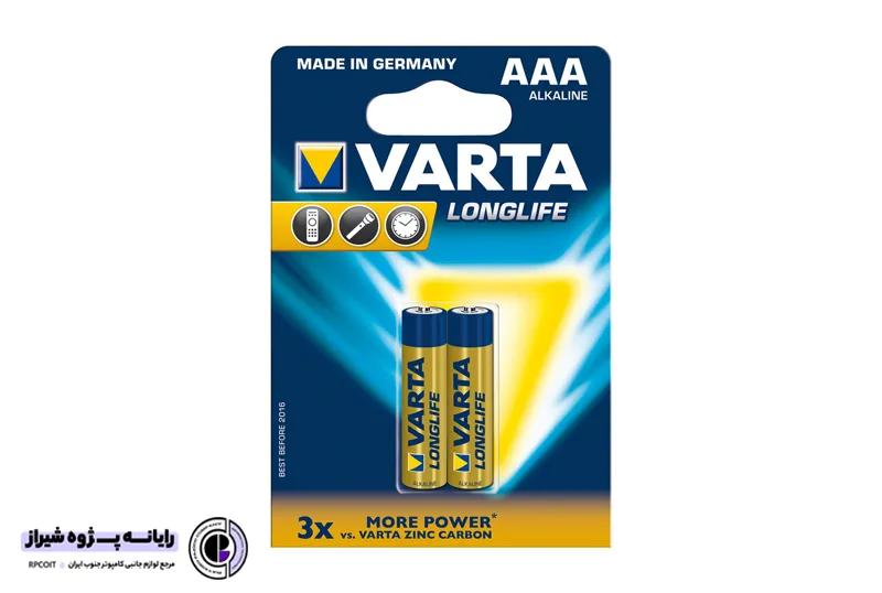 باتری نیم قلم وارتا مدل LongLife Alkaline AAA بسته 2 عددی