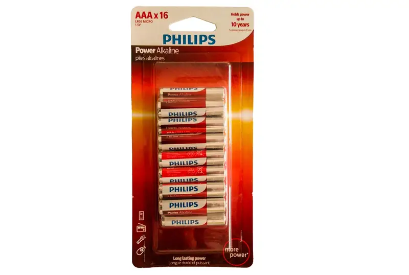 باتری نیم قلمی فیلیپس مدل power alkaline بسته 16 عددی